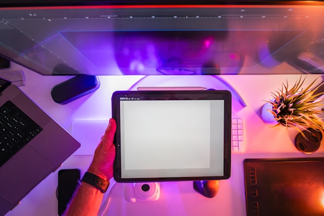graphic designer workspace desk
