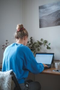 cozy home office laptop