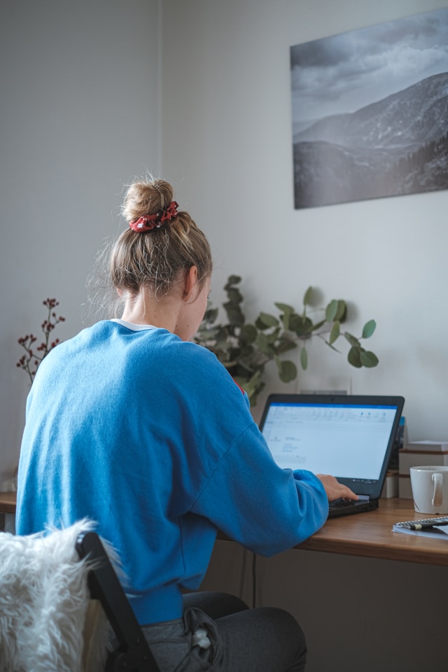 cozy home office laptop