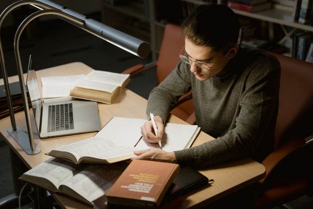 student studying desk